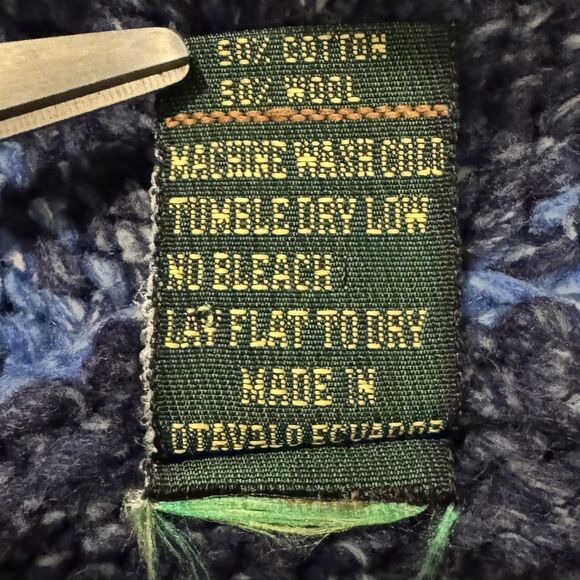 Tejidos Imalaya Sweater Pointed Hoodie Full Zip Wool Cotton Boho Aztec M/L - Picture 8 of 8